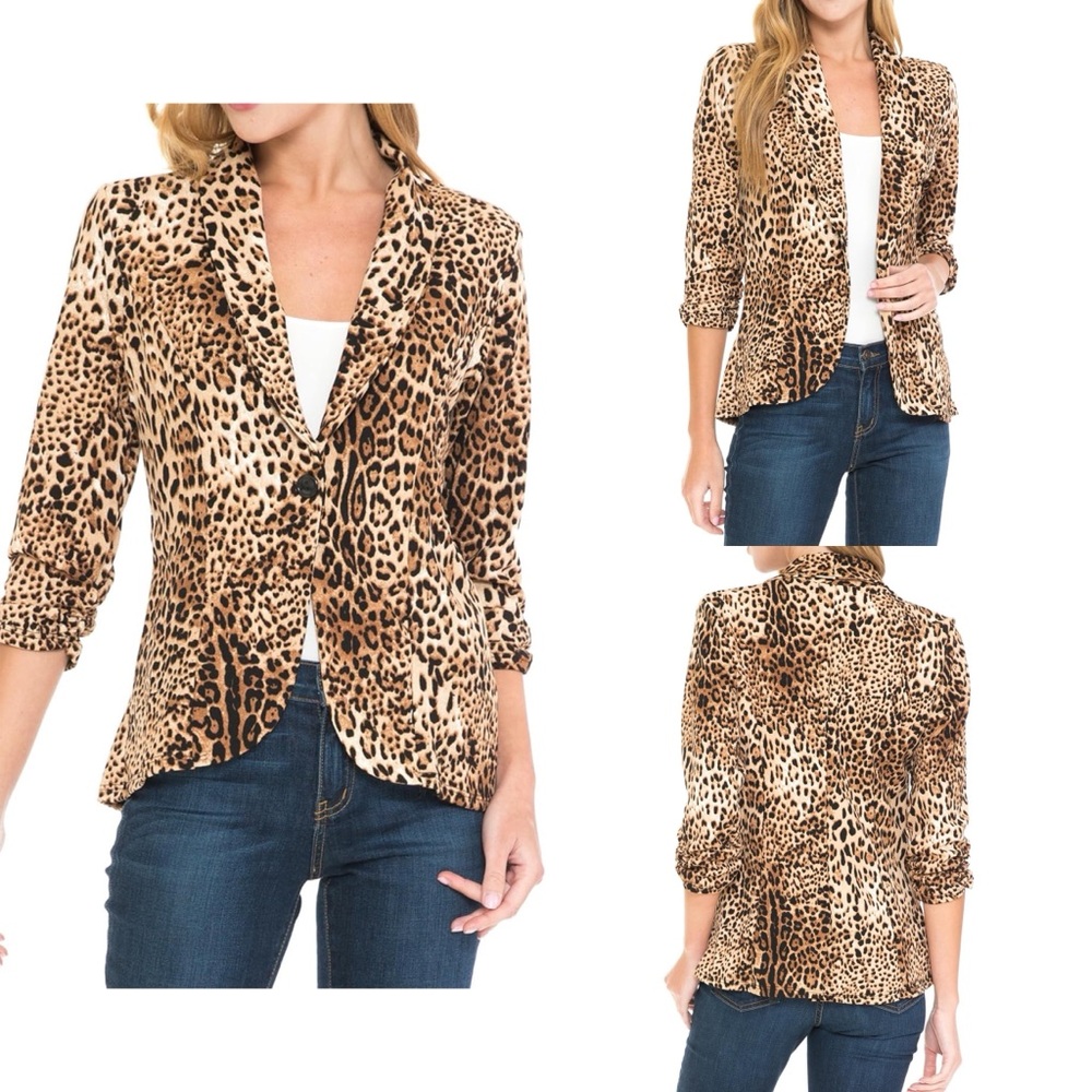 Minefree 3/4 Ruched Sleeve Lightweight Blazer Jacket Size 1X